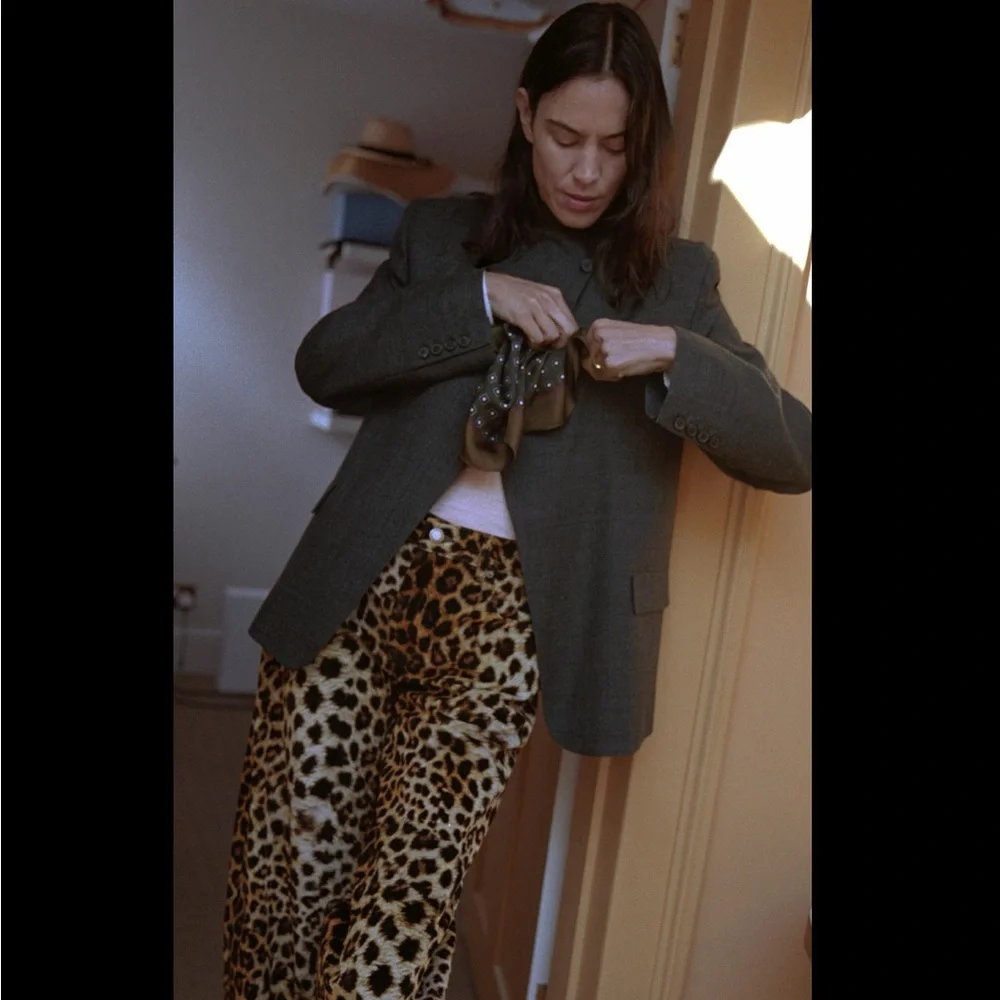 Zara Leopard Print Wide Leg Jeans - Picture 3 of 6